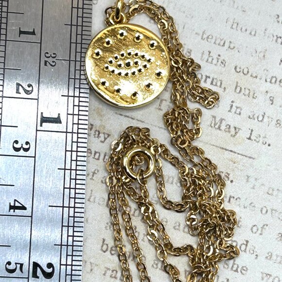 Yellow Gold Plated Evil Eye Symbol Pendant Charm Necklace With Clear Stones - Picture 7 of 9